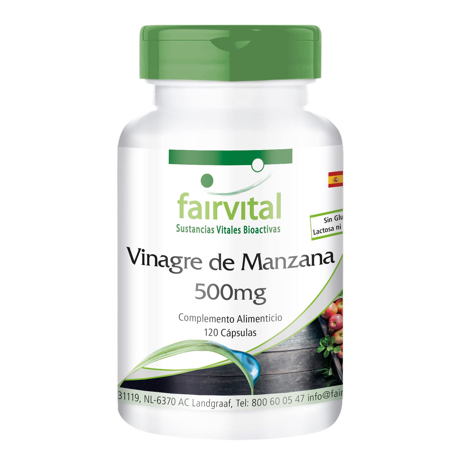 Cápsulas de vinagre de manzana, 120 cápsulas, 500mg, veganas, alta dosis