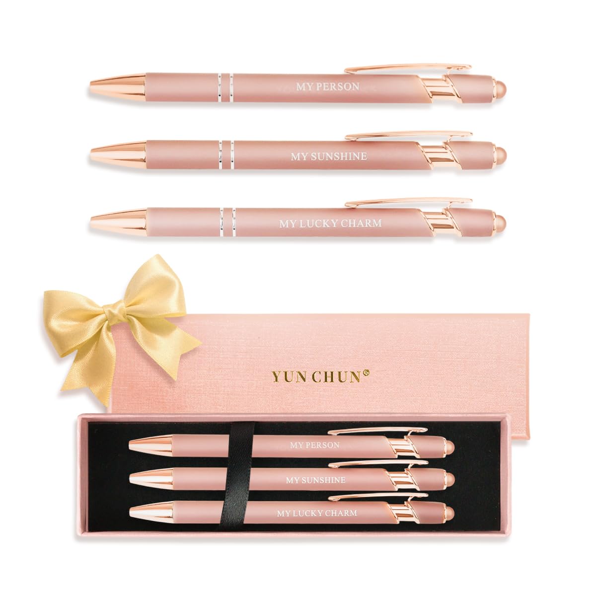 YUN CHUN 3PCS Fancy Ballpoint Pen Sets Gifts for Women, Cute Black Ink Pens with Loving Words, Nice Writing Pens for Valentine's Day Gifts, Anniversary, Birthday Idea for Girlfriend Wife