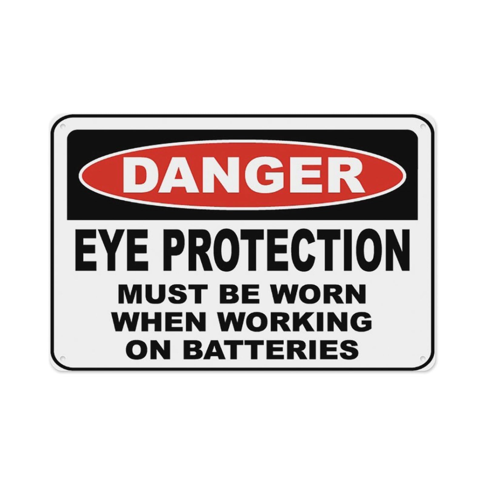 peiyeety When Working On Batteries Sign Aluminum Tin Warning Signs For Home Outdoor Garden 8X12 Inches