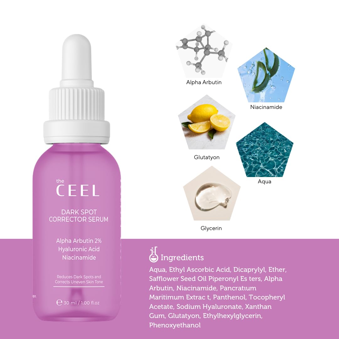 The Ceel Leke Karşıtı ve Cilt Tonu Eşitleyen Cilt Serumu, Glutatyon & Niacinamide Etkili 30 ml