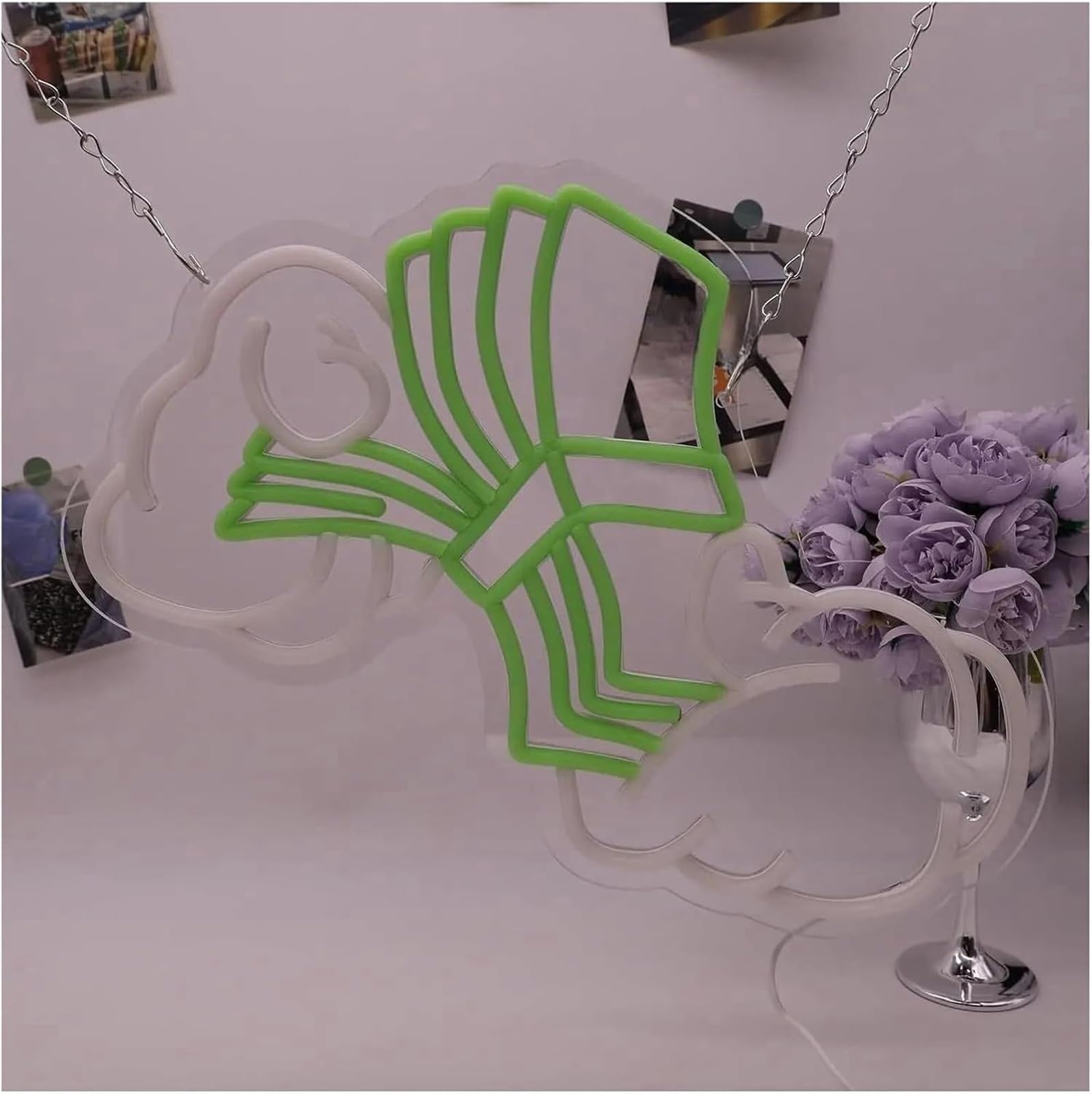 Segno di luce al neon Insegna al neon con scritta "Denaro" per bar, sala giochi, negozio, decorazioni per compleanni, 40x27,4 cm