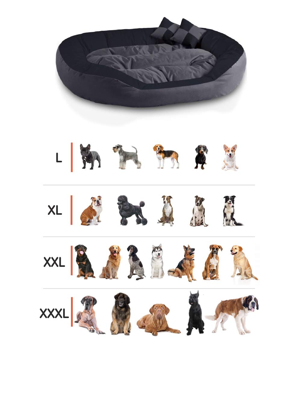 BedDog® hondenmand SABA 4in1, grote hondenbed, hondensofa met rand