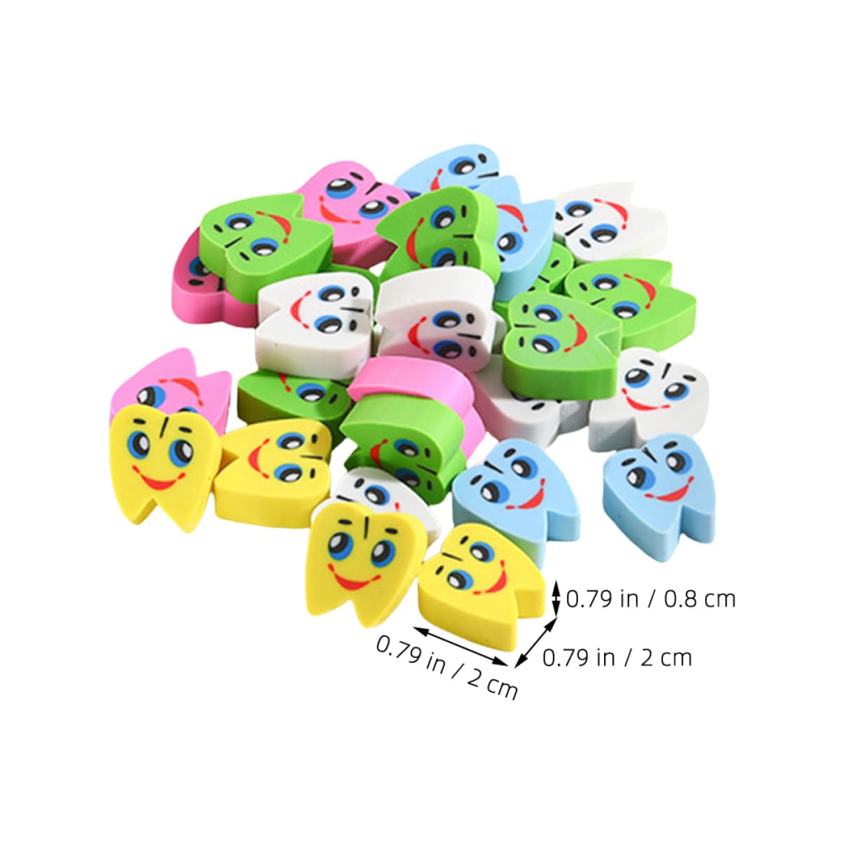 Angoily Tooth Erasers for Boys and Girls 70pcs Mini Erasers Sturdy Material for School Classroom Camping Office