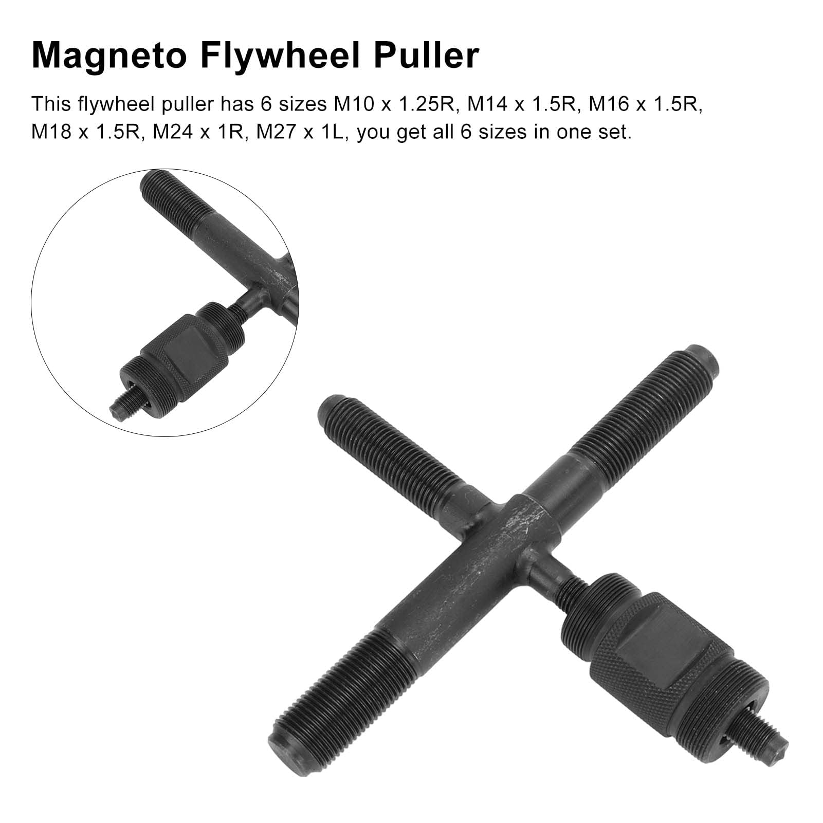 Extractor Magnético de Estator, Herramienta Extractora de Volante 6 en 1 M10 M14 M16 M18 M24 M27 Acero Al Carbono para Motocicletas Ciclomotores