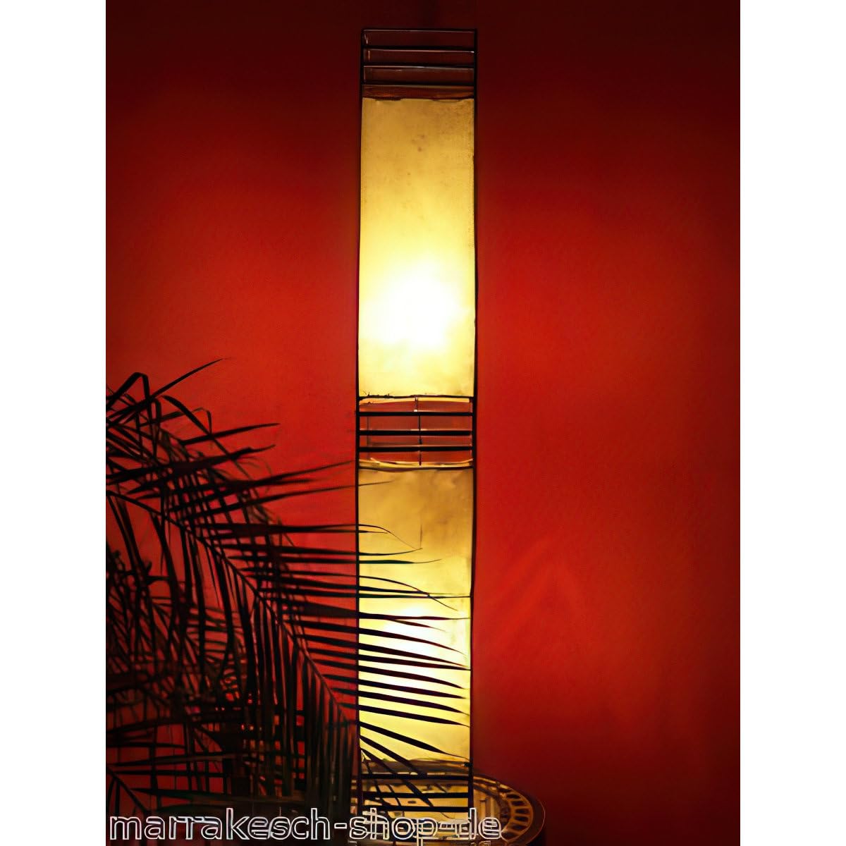 Orientalische Stehlampe Koutoubia modern aus Leder in Natur 120 cm