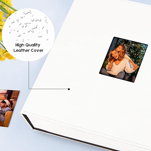 Miniatura 5 de Aevdor Álbum de fotos de 700 bolsillos de 4 x 6 pulgadas, cubierta de cuero de gran capacidad, álbumes de fotos familiares para bodas, con capacidad