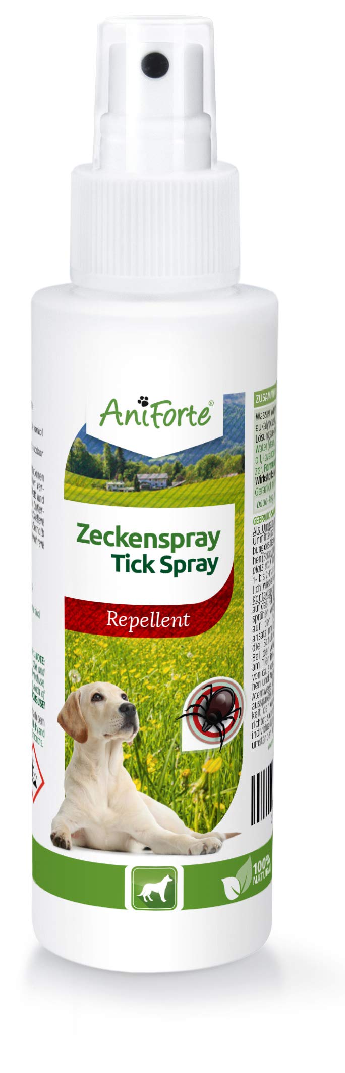 AniForte Tick Spray Dog (100ml)-Pure & Natural Tick, Lice & Parasite Protection-Easy to Use & Long Term Protection-Air and Contact Spray, Natural Solution for Dogs