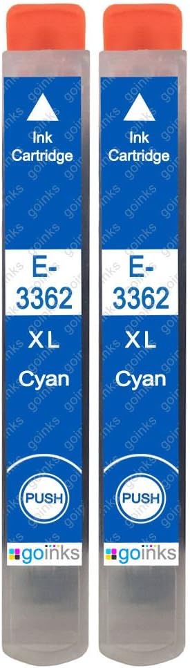 2 Go Inks Cyan Ink Cartridges to replace Epson T3362 (33XL Series) Compatible/non-OEM for Epson Expression Premium Printers, High Capacity (XL)