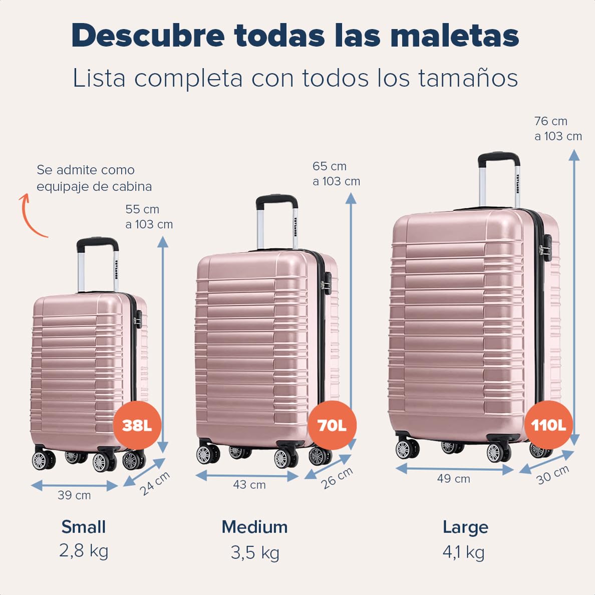 TRVLMORE Juego Maletas de Viaje - Set Maletas de Viaje 2 Piezas - Juego de Maletas 2 Piezas - Maleta de Mano y Maleta Grande - Estuche Rígido - Rosa