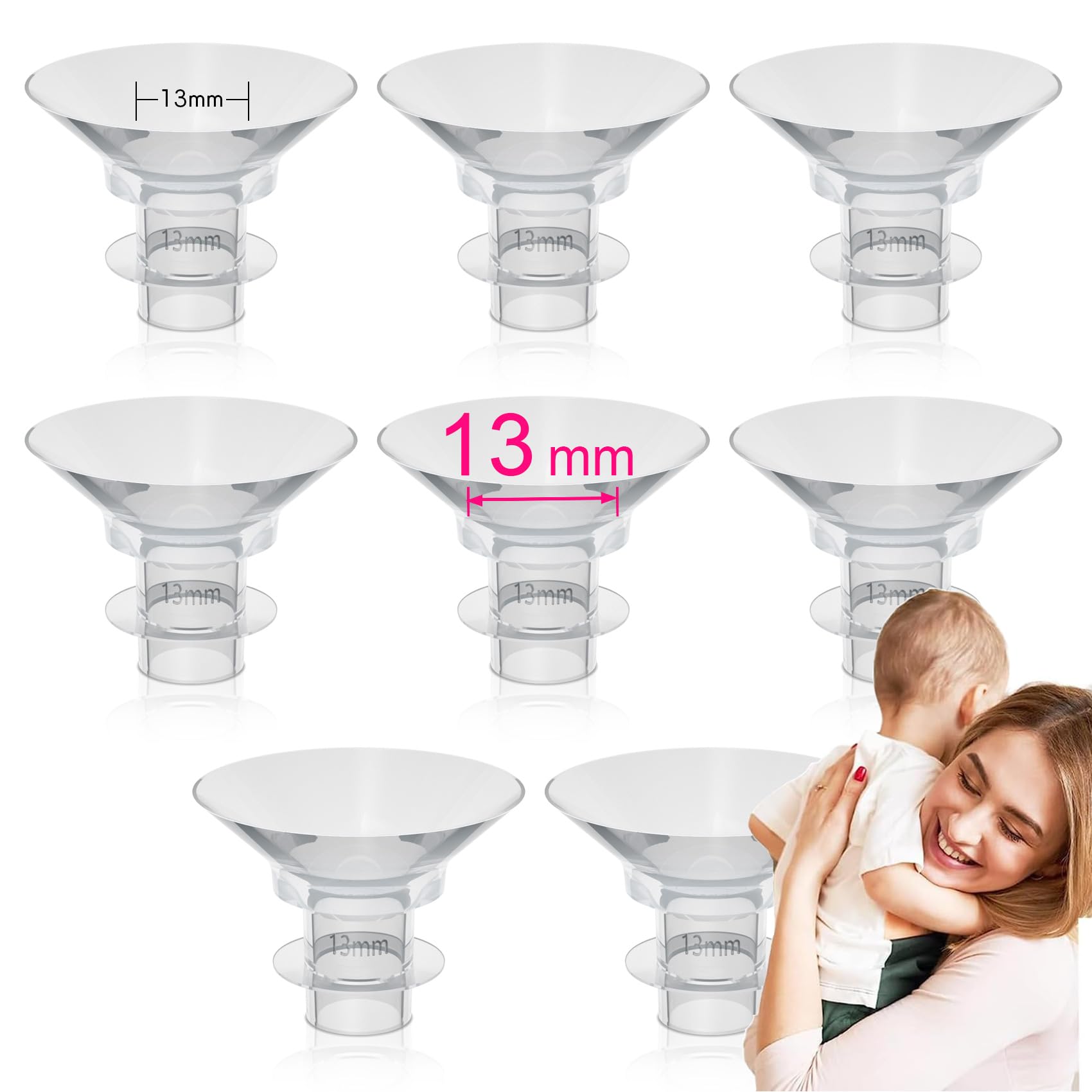 13mm Flange Insert Compatible with 24mm Flange/Shield of Breast Pumps, for Momcozy S9 Pro S10 S12 Pro Medela Spectra Elvie Stride TSRETE S18 S21 S23 Bellababy kmaier NCVI MomMed BIOBOO