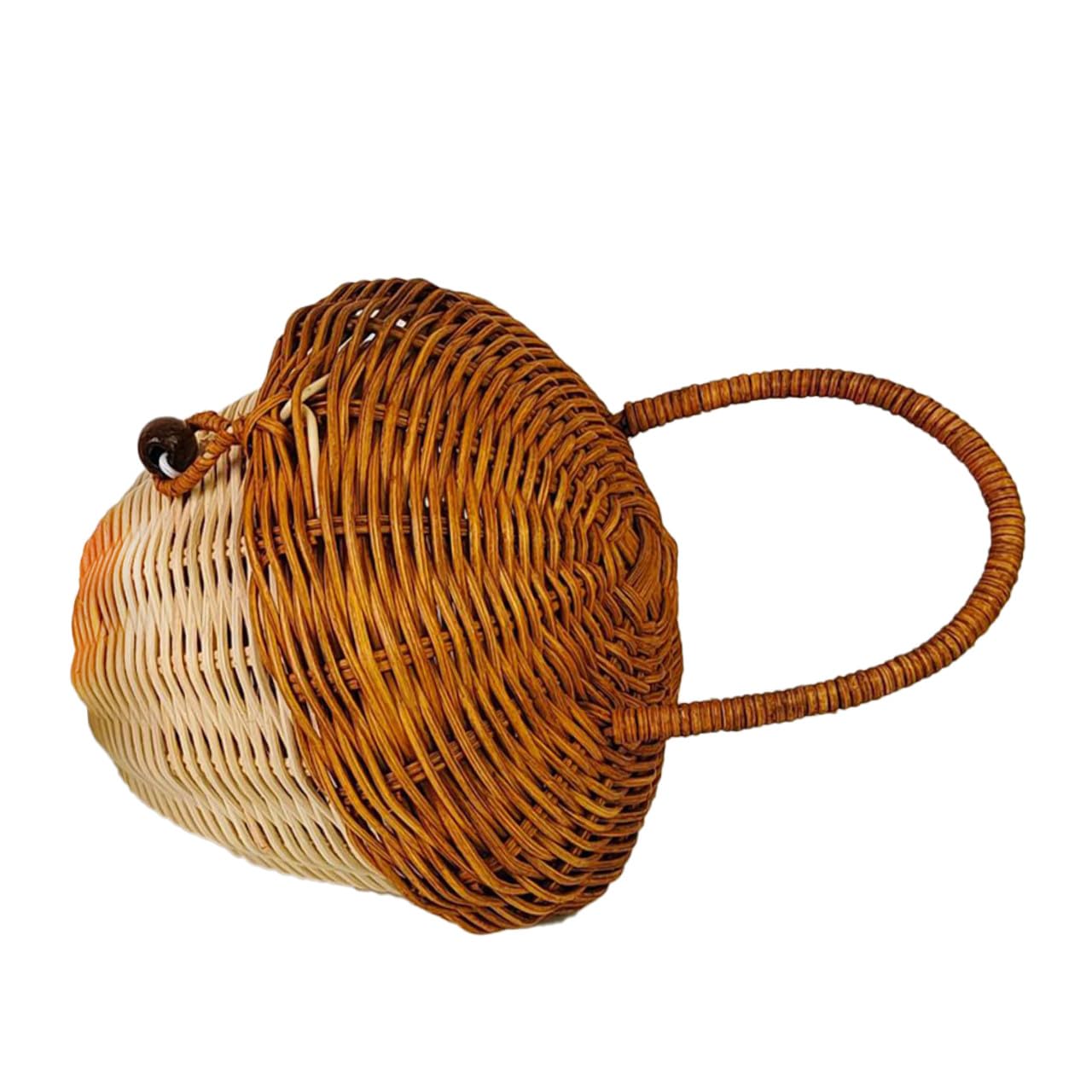 Cesta de ratán pequeña con forma de bellota y asa para habitación infantil