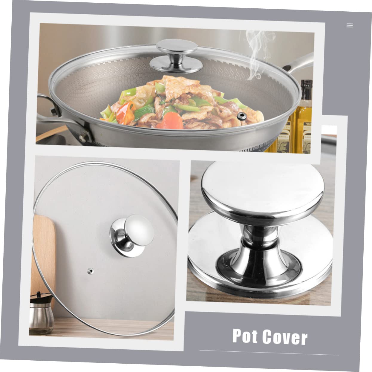 Cubierta redonda de acero inoxidable para ollas de acero inoxidable, tapa de sartén, tapa de sartén, cubierta universal para ollas de cocina, cubierta de alimentos, herramienta de cocina, cubierta
