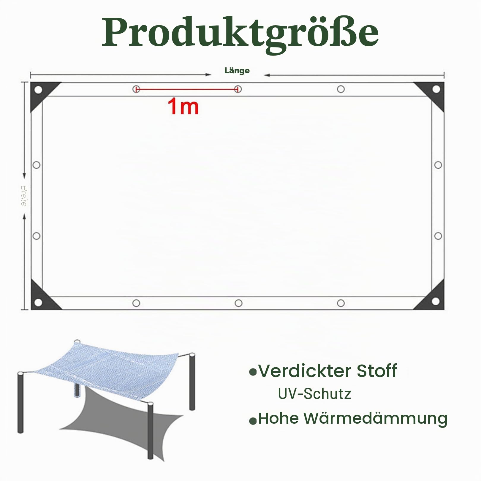 5x8m Schattierungsnetz Mit ösen Alu-Folie Sonnenschutznetz