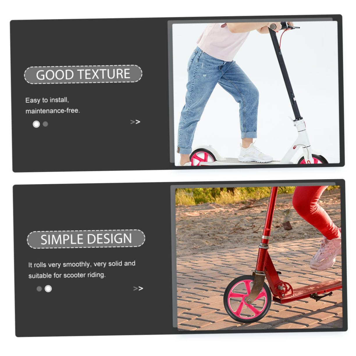 Roue de Trottinette Antidérapante Lot de 2 en PU Résistant à l'usure Diamètre 175 Mm Facile à Installer Compatible Skateboard et Scooter Électrique