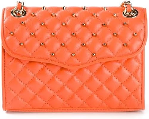 Rebecca Minkoff Acolchado Mini Asunto con tachuelas Cuero Hombro Flap Bag Orangina, Orangina