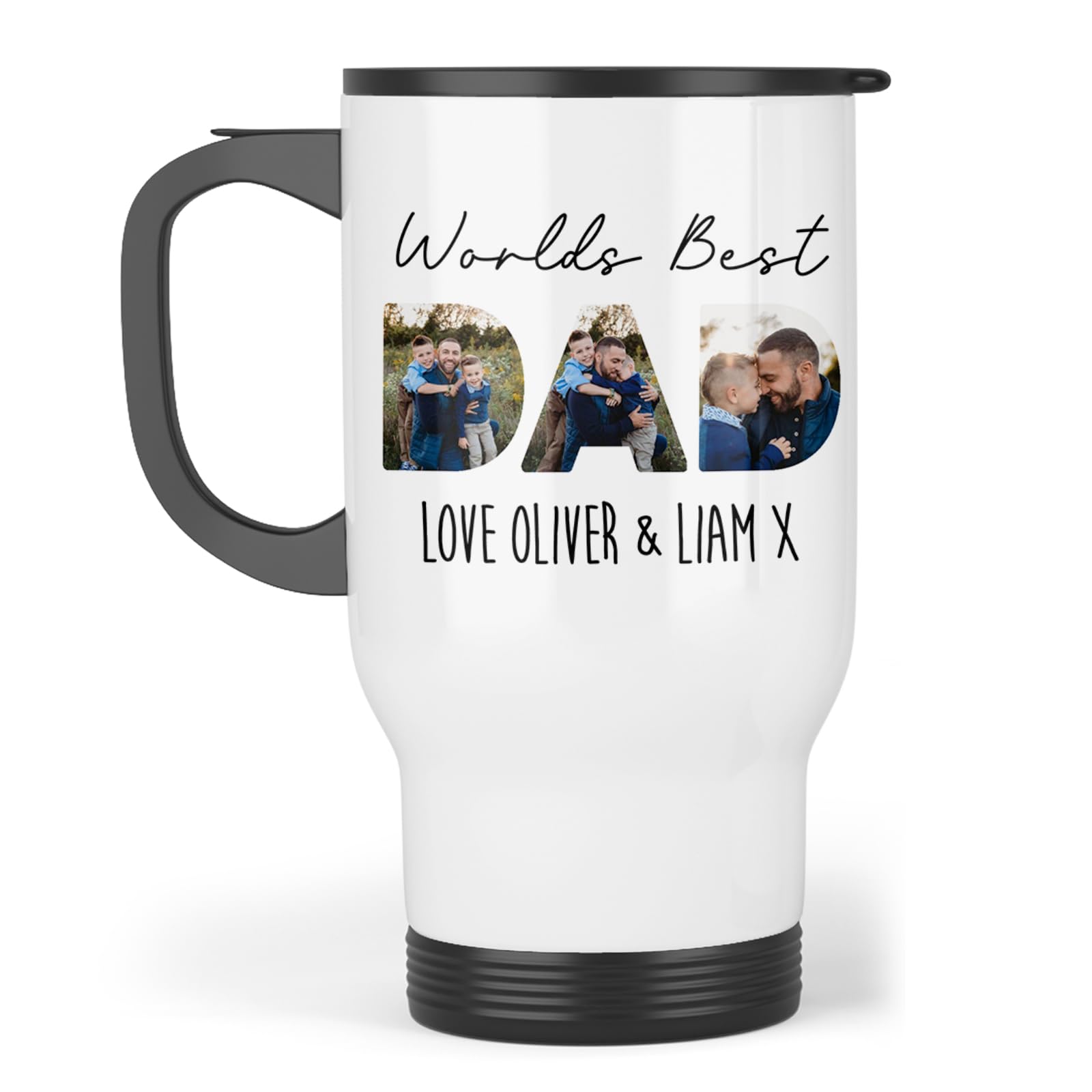 Personalised Fathers Day Gift | Dad Photo Mug | Father’s Day Gift From | Dad Gift, Photo Fathers Day Gift | Personalised Dad Birthday Gift | Fathers Day Present (Thermal Travel Mug)