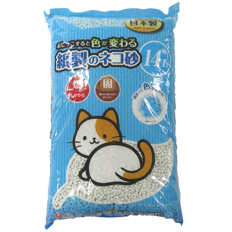 Amazon | ビバホーム 青く色が変わる紙製のネコ砂14L ×4個セット