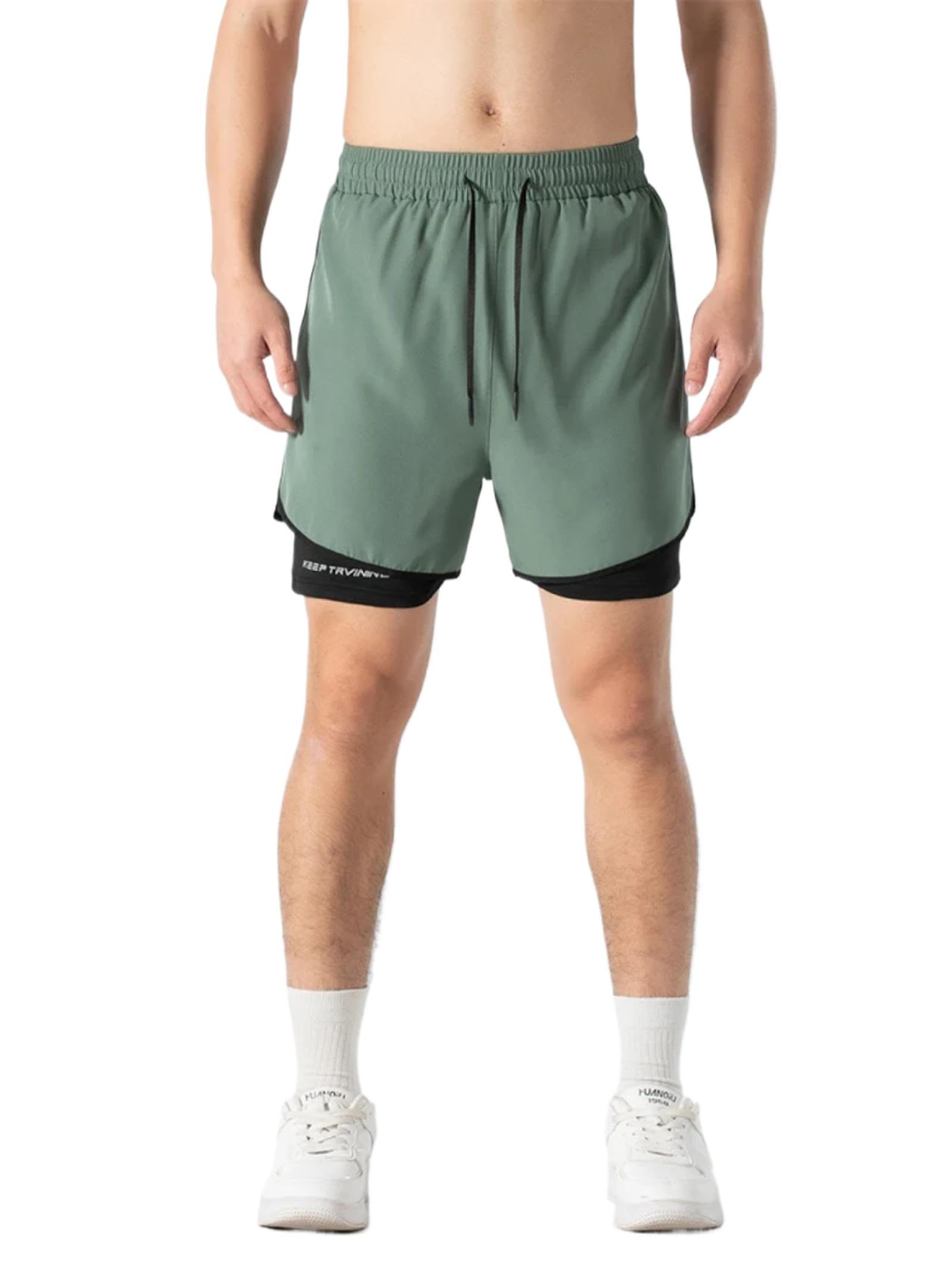 Pantaloncini Uomo Shorts Sportivi Tasche Pantaloncini Uomo Dry Sports L(30) Verde Militare