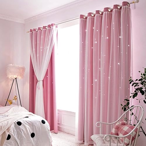 Cortinas opacas con diseño de estrellas para dormitorio de niños, cortinas con ojales en la parte superior, para cuarto de bebé, sala de estar,