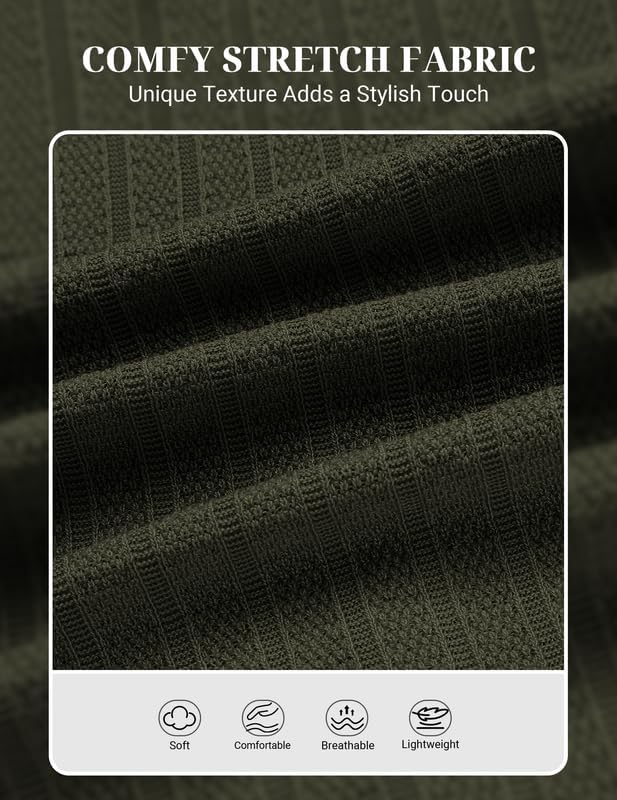 COOFANDY Mens Knit Polo Shirts Short Sleeve Slim Fit Textured Golf Polo Shirt Casual Summer Vacation T-Shirts - Image 6