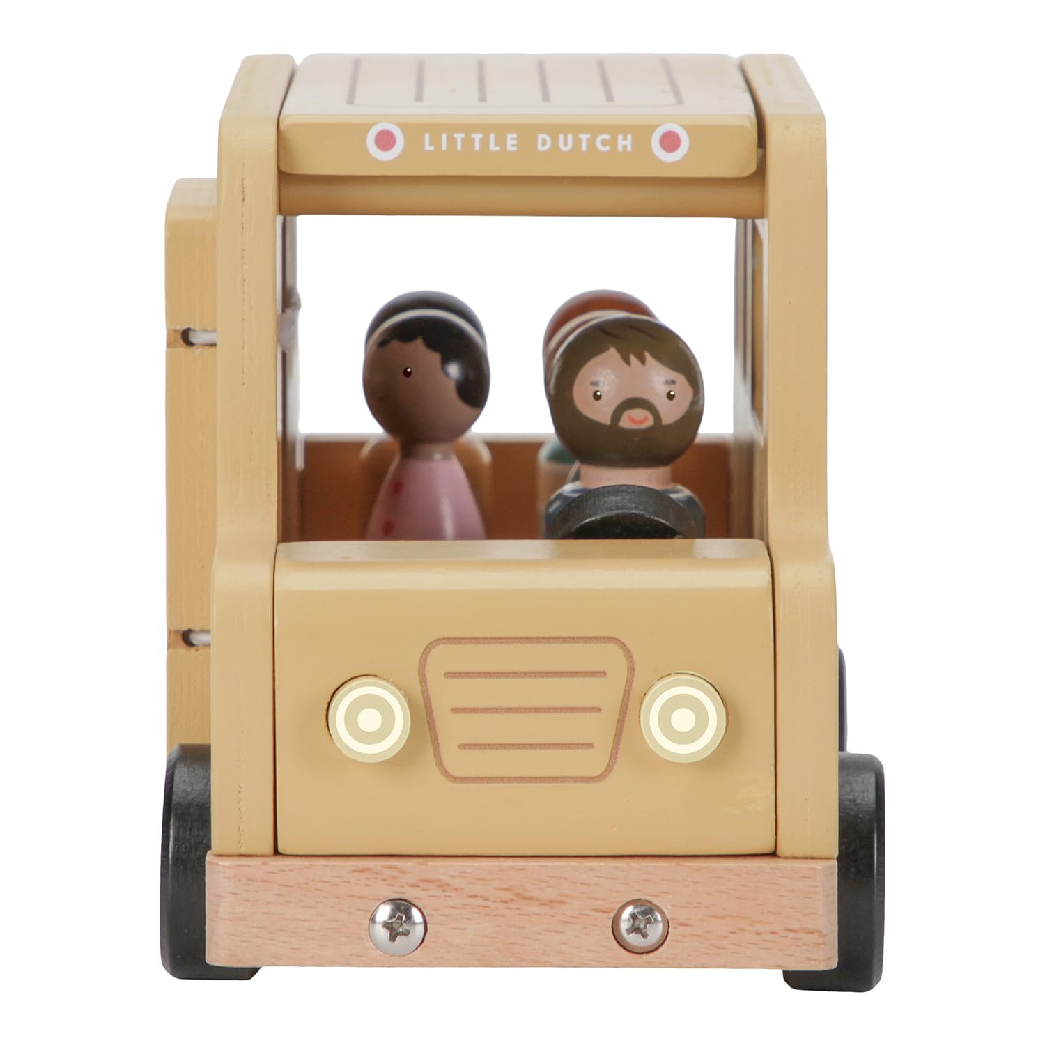 Little Dutch Schulbus Bus Auto inkl. Spielfiguren Holz Kinder - gelb