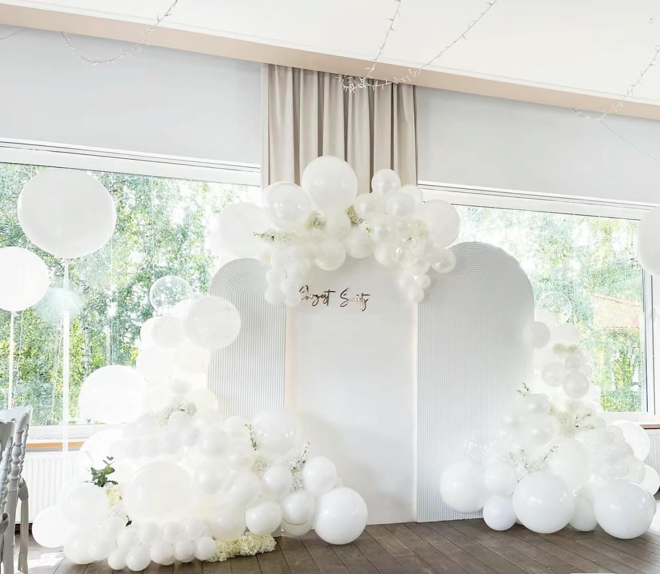 Generic Leesoot 134pcs White Balloons Different Sizes 18 12 10 5 Inch for Garland Arch,Party Latex Balloons for Birthday Party Wedding Anniversary