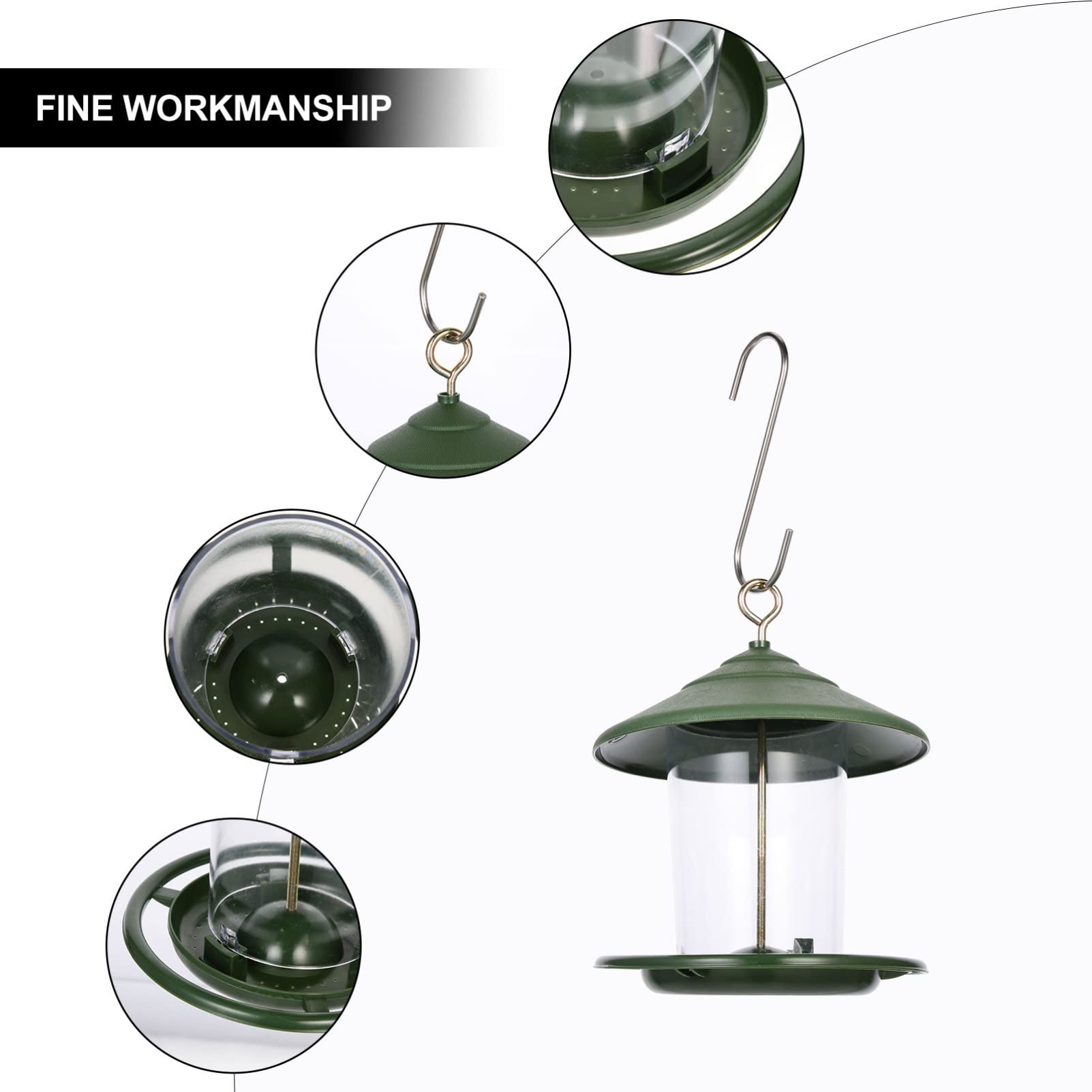 YARNOW 2 Set Mangiatoia Per Uccelli Gancio Alimentatore Di Cardi Gabbia Nidificazione Carillon Selvatico Cibo Che Serve Vassoio Porti Di Alimentazione Degli Uccelli Green Plastica