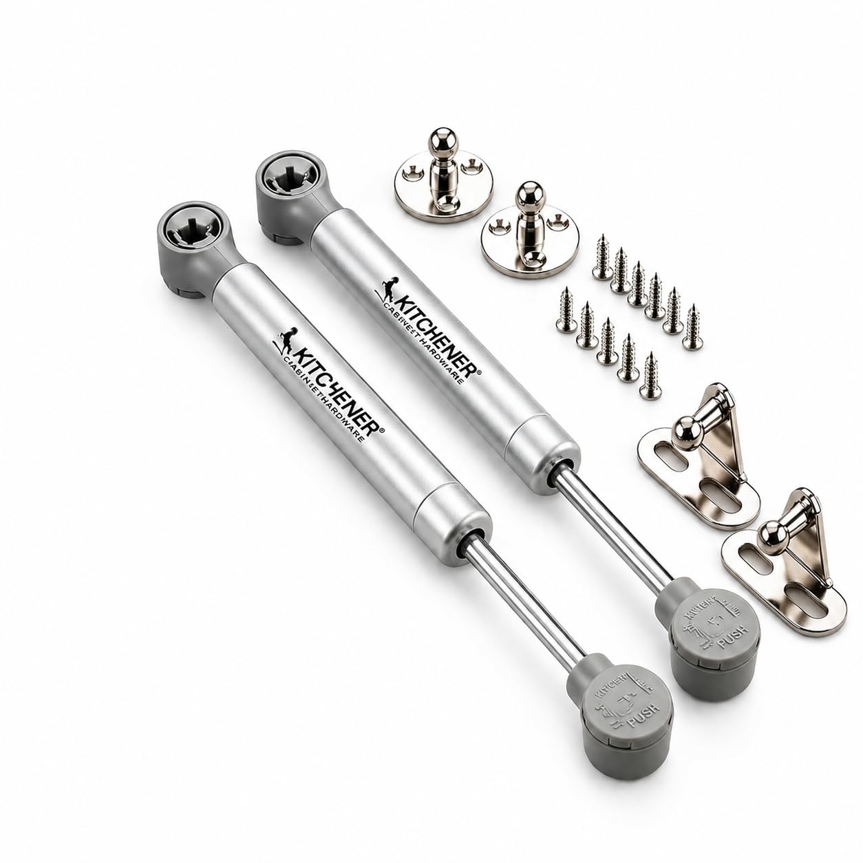 Kitchener 10 Inch Hydraulic Gas Spring Stay Strut 10KG (100N) Cabinet Lift Support Hinge for Kitchen Cabinets, Wardrobes, Cupboards, Wooden Furniture, Soft Close, Silver, Pair (2 Pcs)-image-10