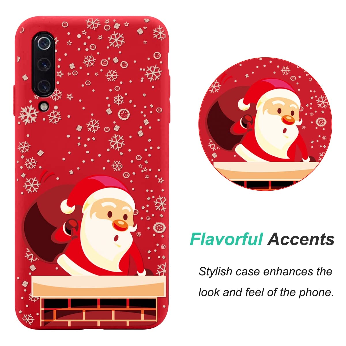 Custodia Oppo A15 4G Yoedge 2× Rosso Natale Cover Per OPPO A15 4G 6,52, Natalizio Custodia Morbida TPU Silicone Con 3D Cervo Bambola Carino Cartoon Alce Disegni Aesthetic Christmas Case Per OPPO