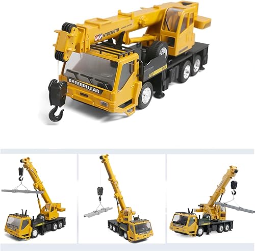Miniatura 6 de Tractor de construcción de grúa a control remoto, camión de grúa grande con luz y sonido recargable, electrónica para niños y niños (amarillo)