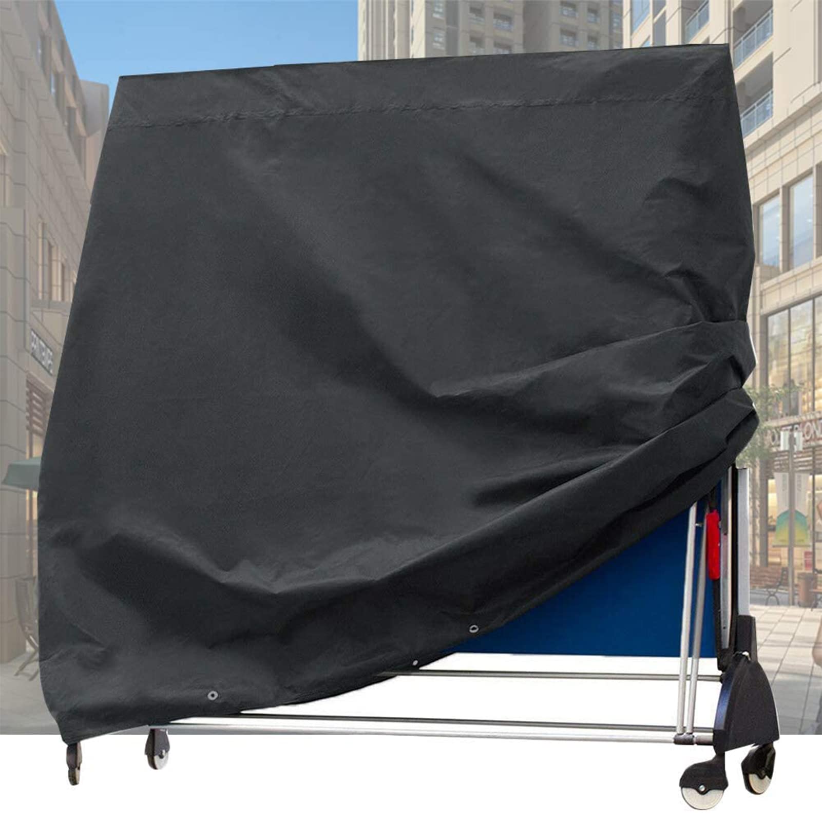 BAHULA Copertura da ping pong, copertura per tavolo da ping-pong, impermeabile, antipolvere, protezione solare, copertura da ping pong pesante pieghevole, colore nero, 165 x 70 x 185 cm