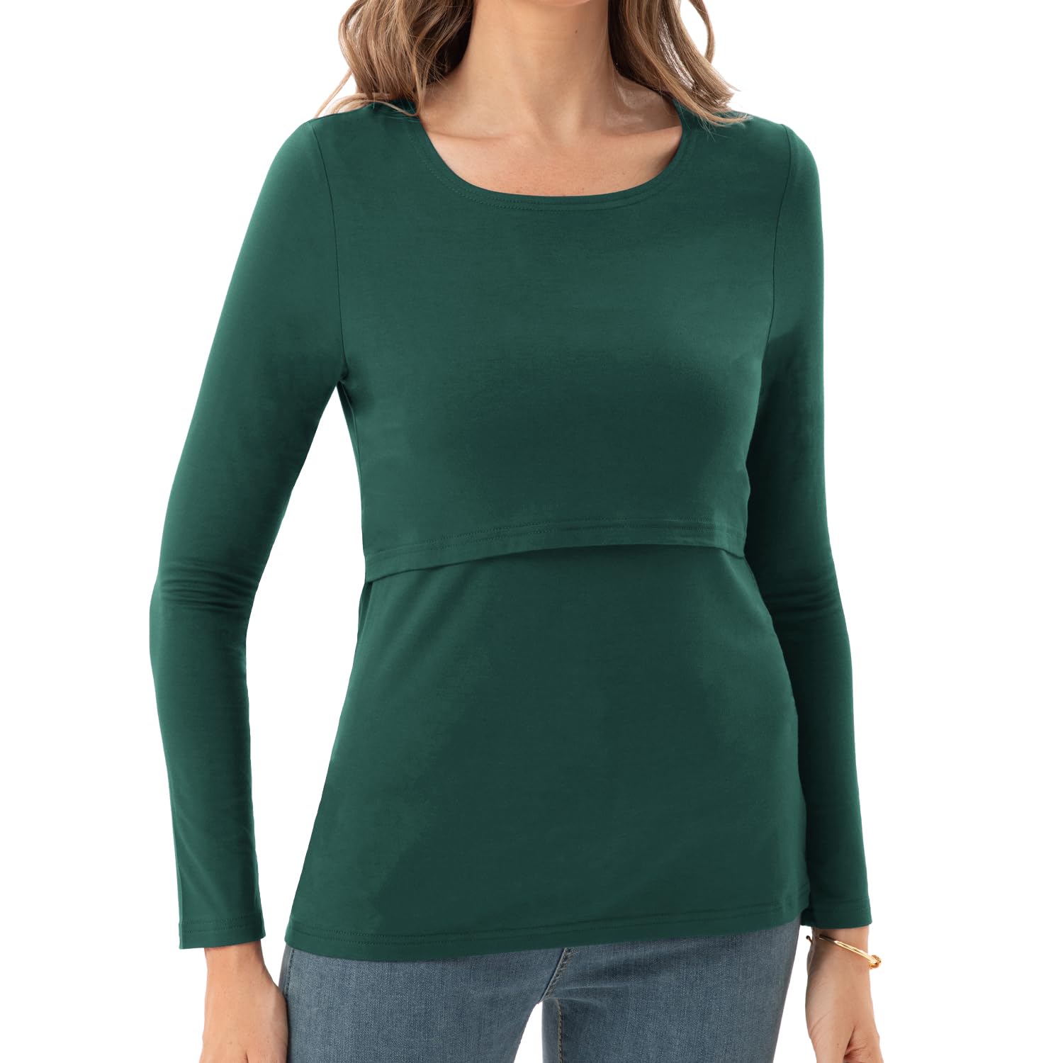 Bearsland Camiseta de enfermería de manga larga para mujer, cuello redondo