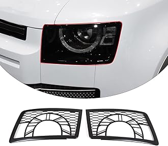 Headlight Guard; Textured Black Compatible with Land Rover Defender 110 2020 2021 2022 Signal Light Cover Guard Honeycomb Front Lamp Cover Blinker Guard Cover Trim for LR Defender 110 Accessories