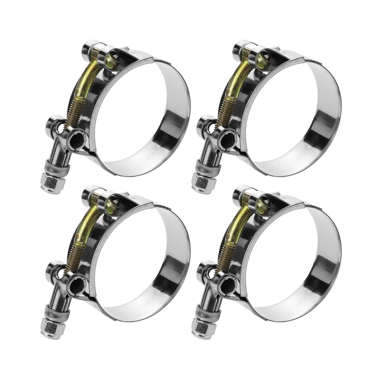 Ruxyoie One Color 4Pcs 1.5 Inch 44-52Mm 304 Stainless Steel T-Bolt Adjustable Exhaust Hose Pipe Clips(4Pcs 95-103Mm)