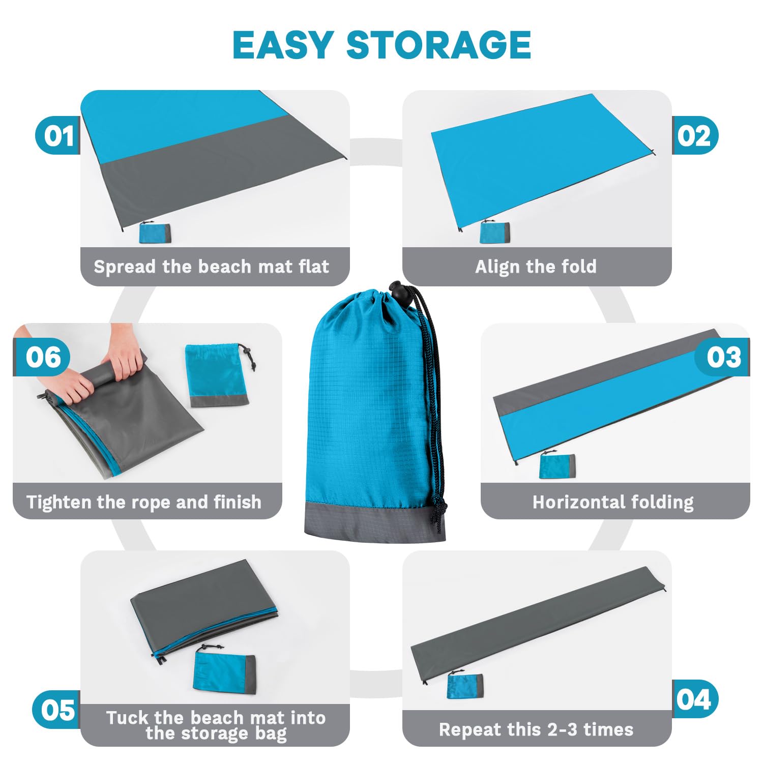 Coperta Spiaggia Impermeabile 210x200 Cm - Telo Picnic Con 4 Picchetti, Antisabbia, Verde - Foto 12