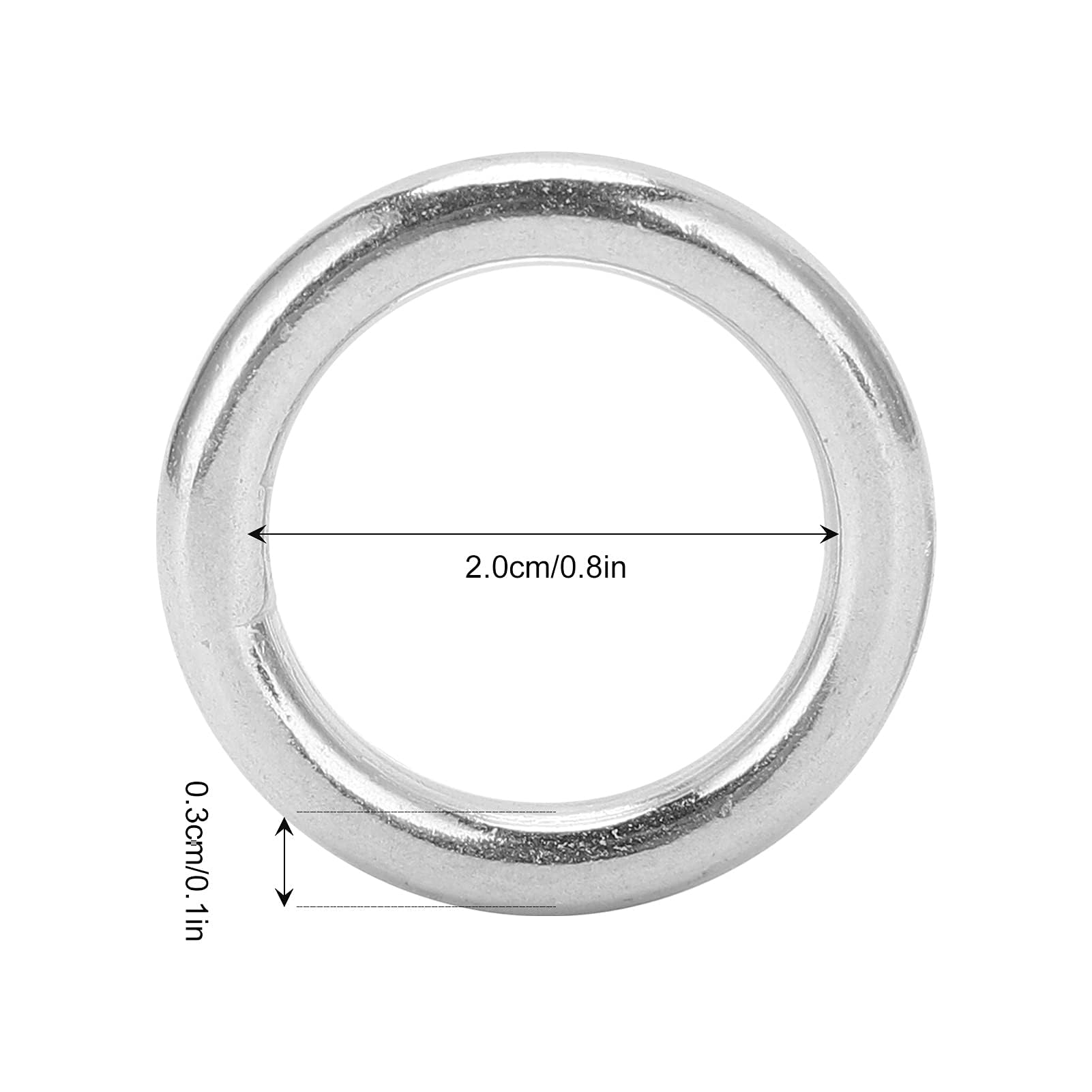 Alomejor 5 Anillos Redondos De Acero Inoxidable, Junta Tórica Soldada con Autógena Suave para Cinturón De Camping, Correas para Perros, Hardware