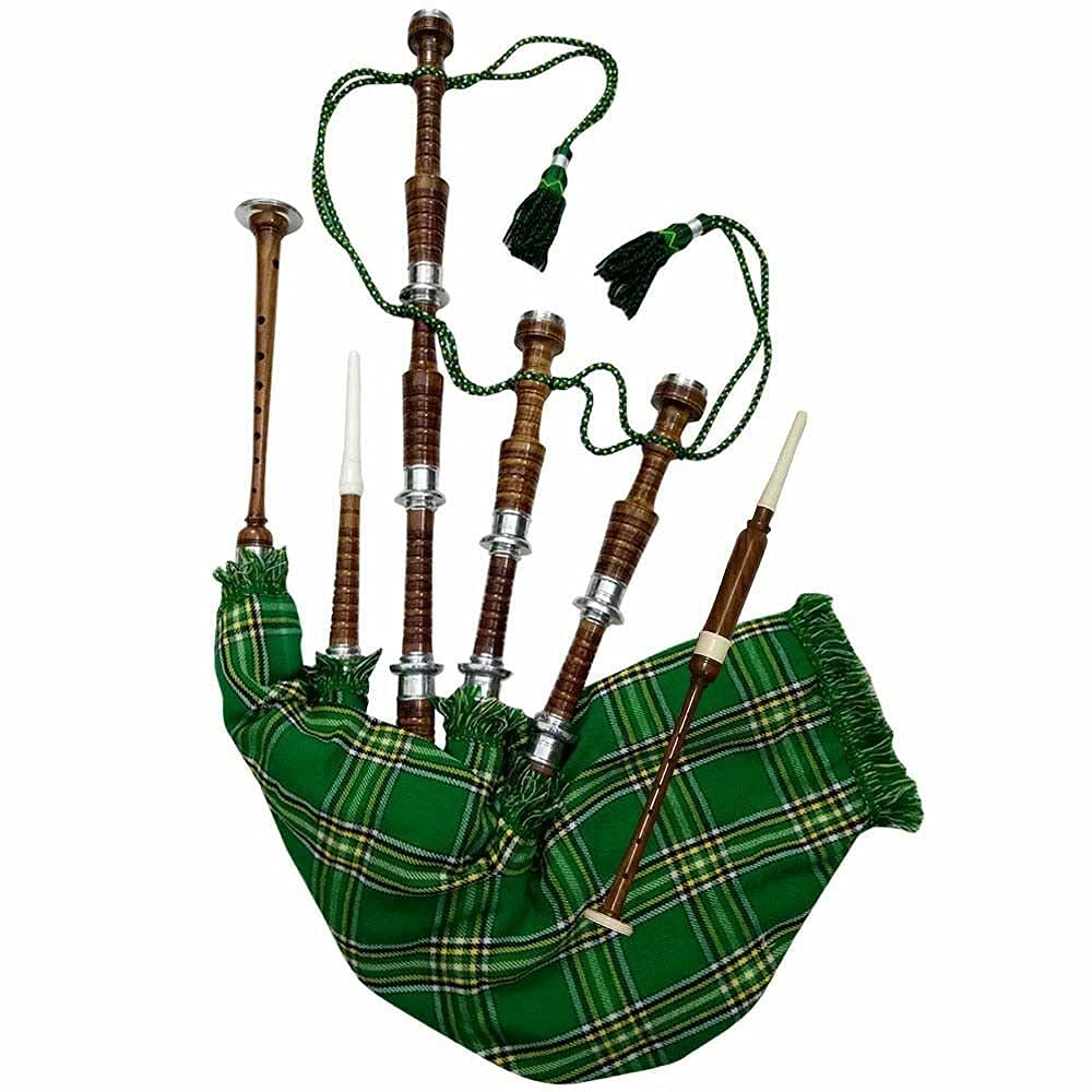 Cornemuse pour débutant en palissandre avec supports argentés et sac de transport gratuit (Republic of Ireland Tartan))