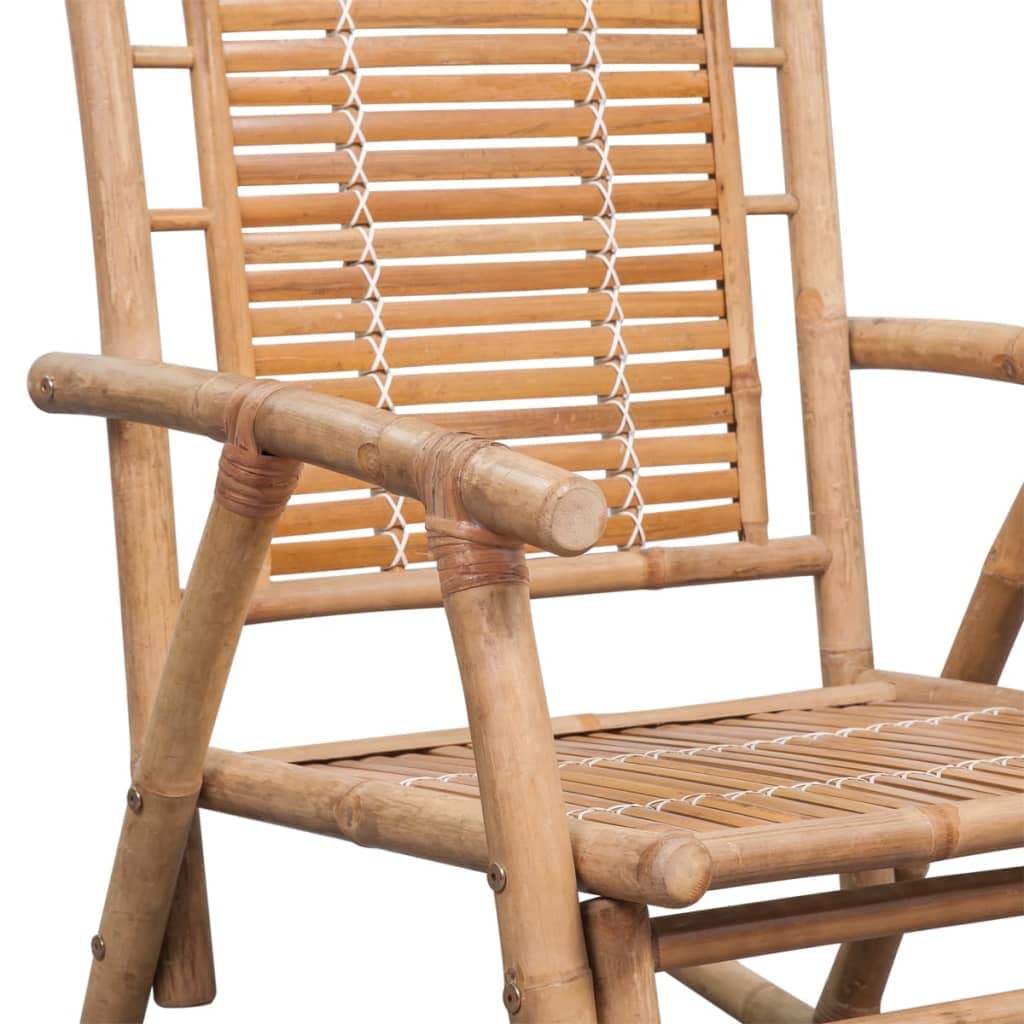 vidaXL Silla Mecedora de Jardín de Bambú Asiento Balancín Patio Terraza Porche