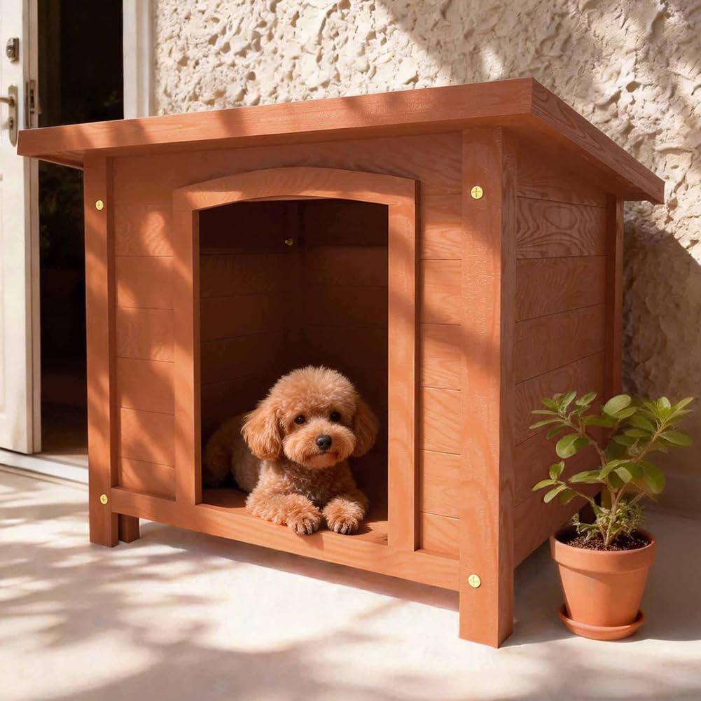 BAKAJI Cuccia per Animali Domestici in Legno, Casetta per Cani e Gatti con Tetto Apribile, Casa da Esterno ed Interno Resistente Intemperie e Agli Agenti Atmosferici Tettoia Asfaltata, 66 x 53 x 54 cm