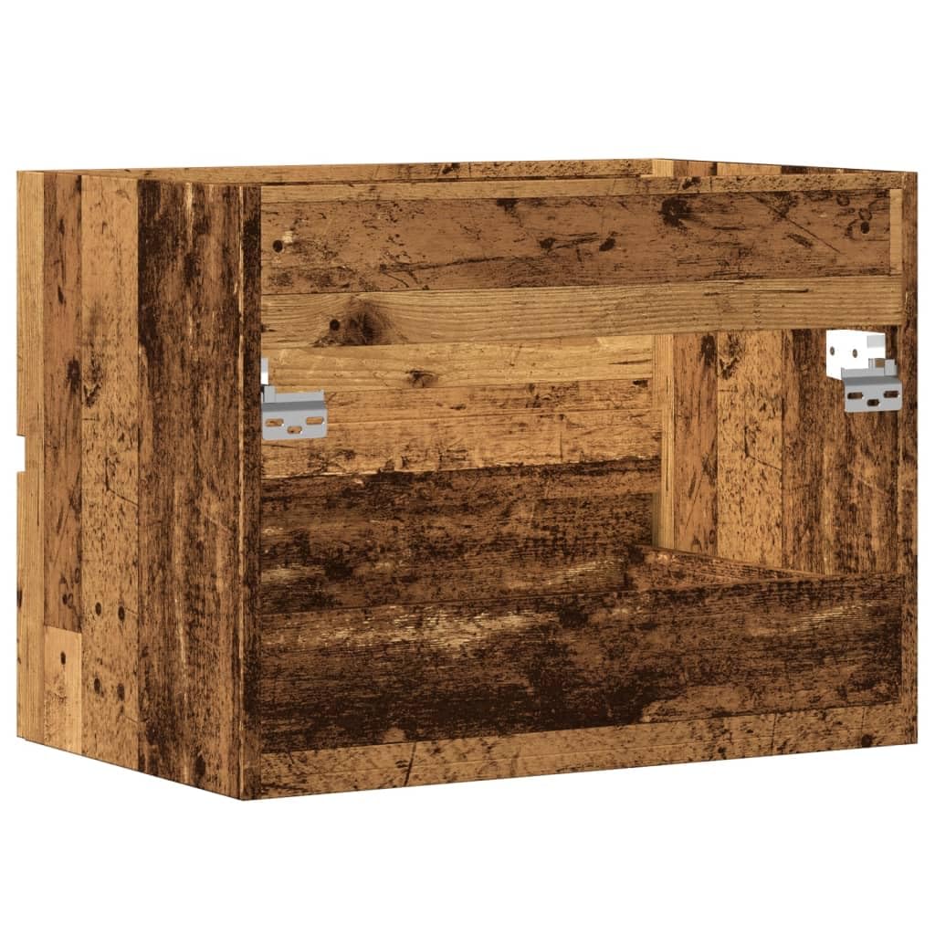 Armario de baño con aspecto de madera envejecida, 60 x 38,5 x 45 cm, material de madera, duradero, resistente a la humedad, para almacenamiento de baño, fácil de limpiar, moderno