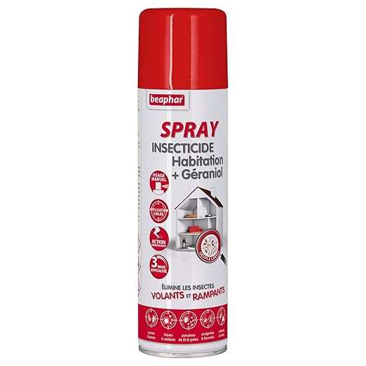 Beaphar – Home insecticide spray – Kills flying insects, crawling insects, eggs and larvae – For treating targeted areas – Long-lasting action up to 3 months – 500 ml bottle