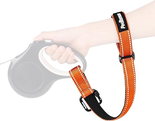 Miniatura 10 de PetBonus Correa de muñeca para perro, correa de seguridad para correa retráctil, correa reflectante corta para pasear perros con mango acolchado