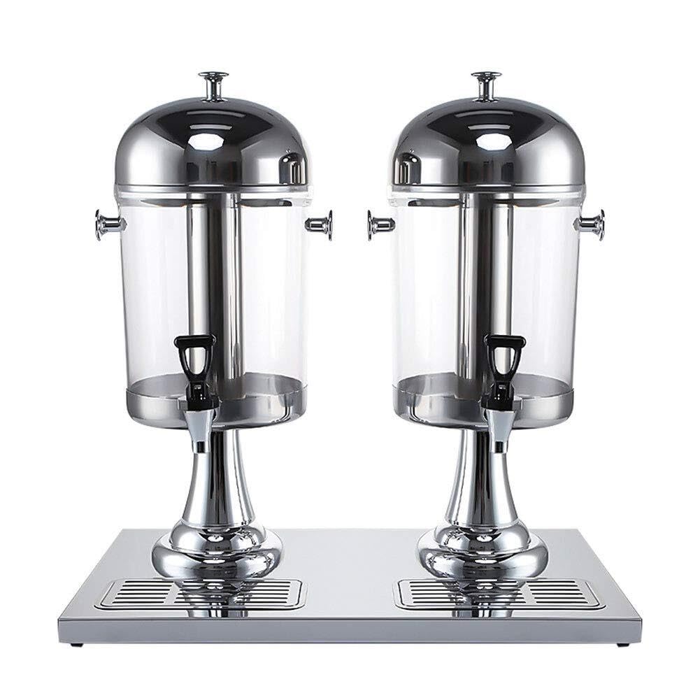 AYCDL Drinks Dispenser, Clear Glass Beverage Dispenser for Beer, Water, Juice, Cocktails with Tight Lid and Tap Stand for Refreshing Cold Drinks and Punch,Silver-Double Head