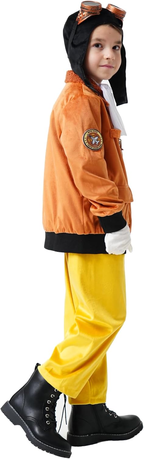 9 Pcs Pilot Aviator Costume for Girls Kids Earhart Historical Costume for Boys - Image 3