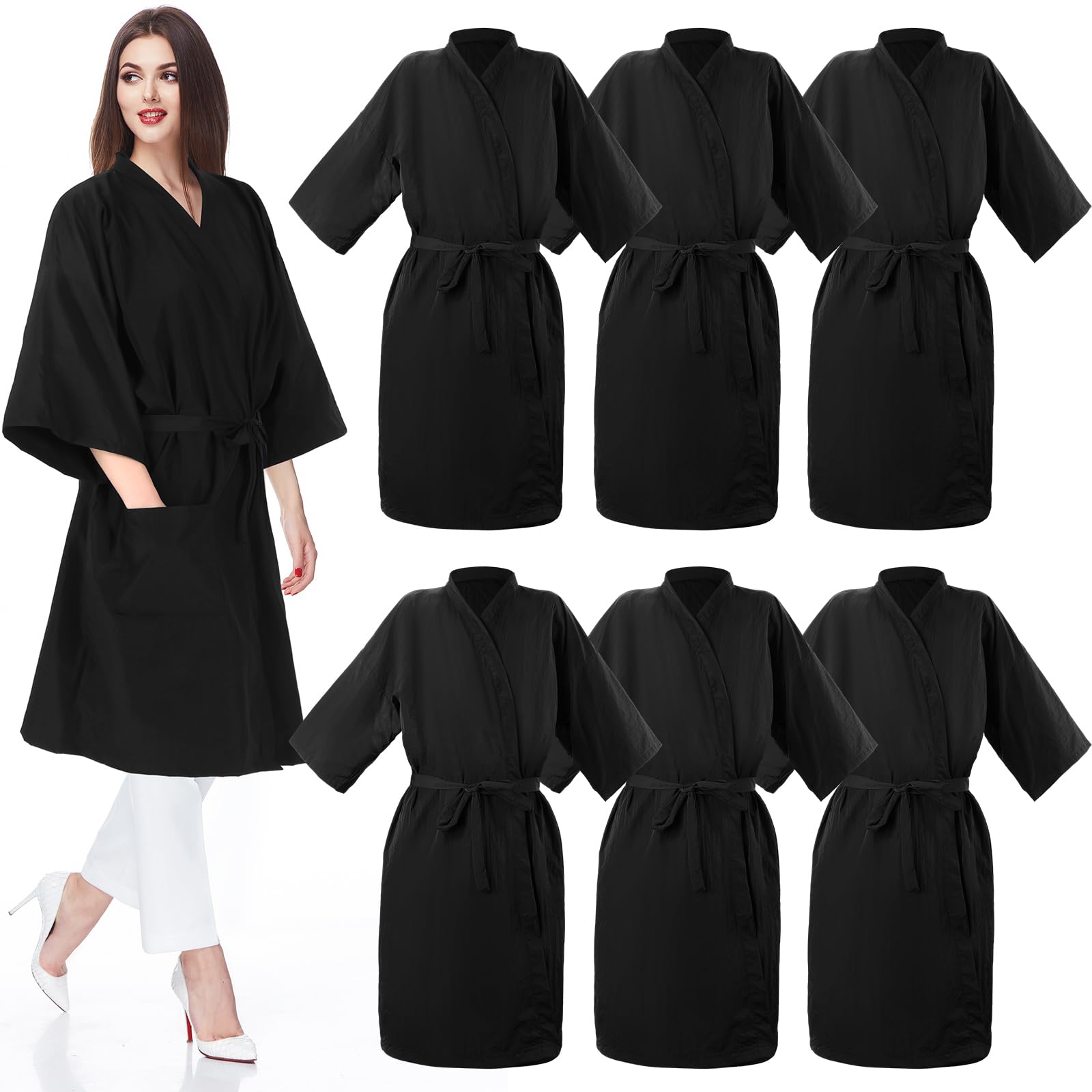Toulite 6 Stück Salon-Kleid, Friseursalon, Kittel, Umhang, Haarschnittumhang, Salon-Bademäntel für Kunden, Friseurschürze, Abdeckung