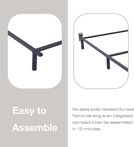 Miniatura 5 de Nightell Base de cama matrimonial con plataforma de metal de 7 pulgadas, base de cama para somier, antideslizante, fácil montaje, marco de cama