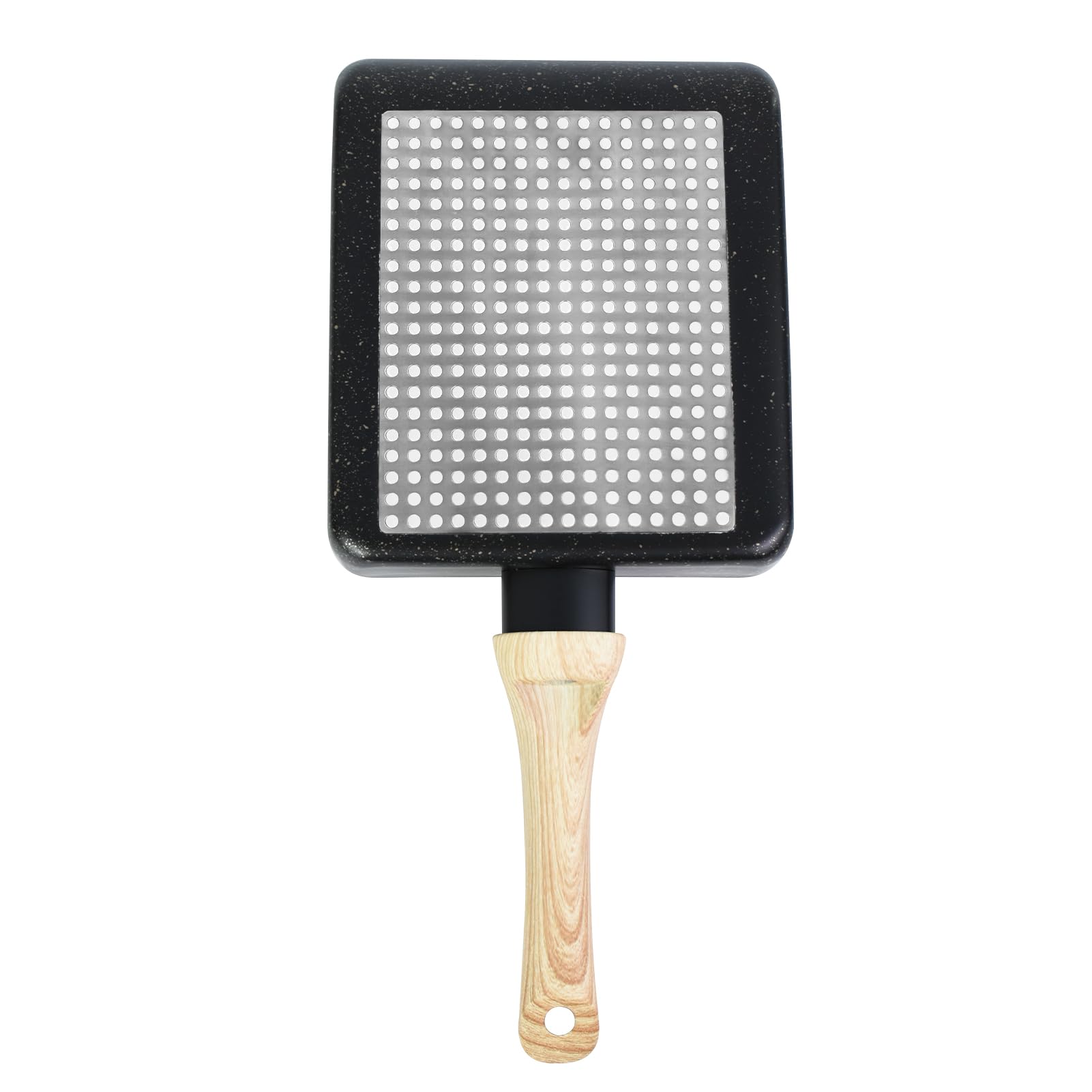 Artcome Poêle à omelette japonaise avec revêtement anti-adhésif Tamagoyaki avec assiette Tamagoyaki, spatule et brosse en silicone, 17,8 x 15,2 cm (noir)