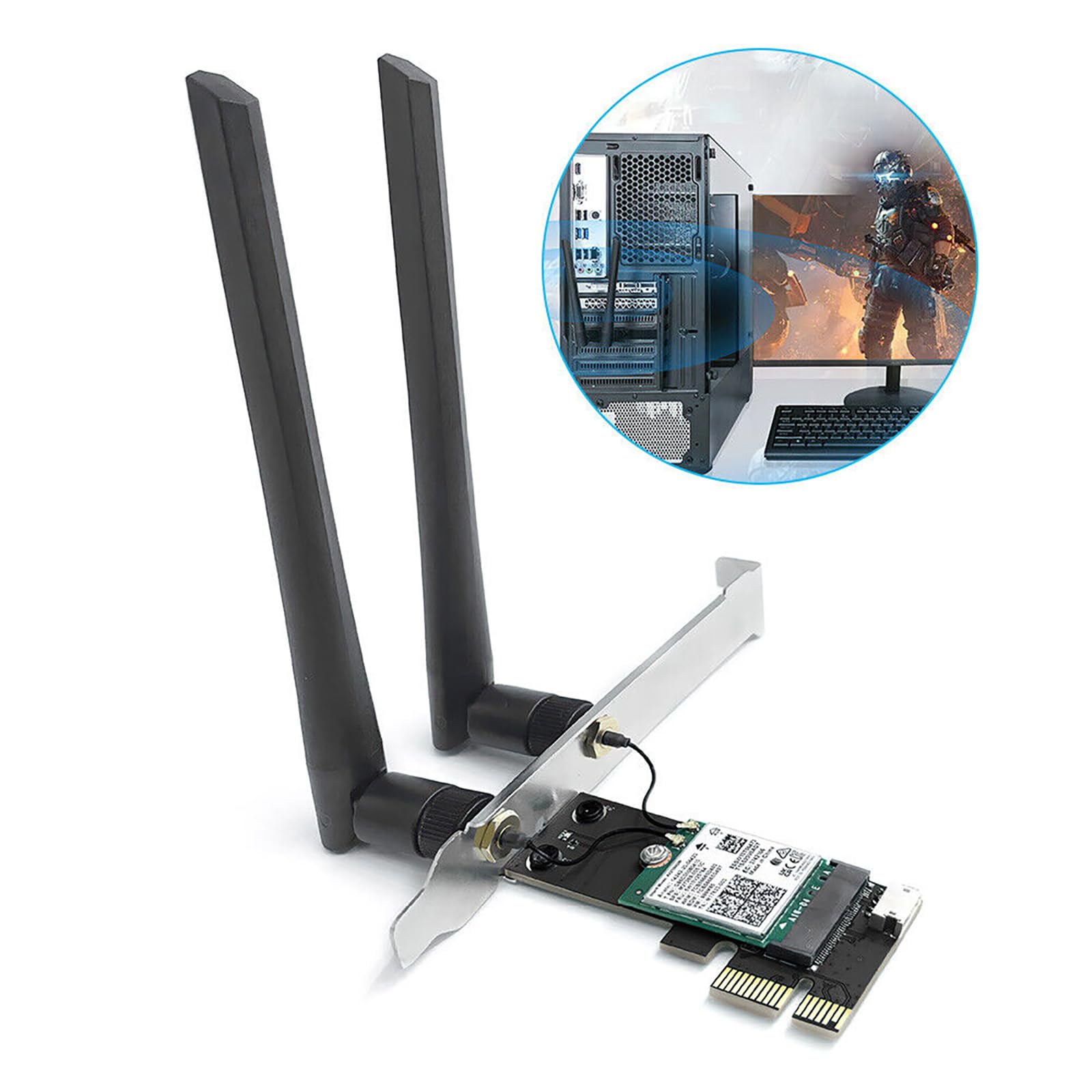 Carte sans fil (WiFi) PCIe WiFi 6E, Bluetooth 5.3, pour puce Intel AX210, Tri-bandes (6 GHz/5,8 GHz/2,4 GHz), pour Win 11/10 64 bits