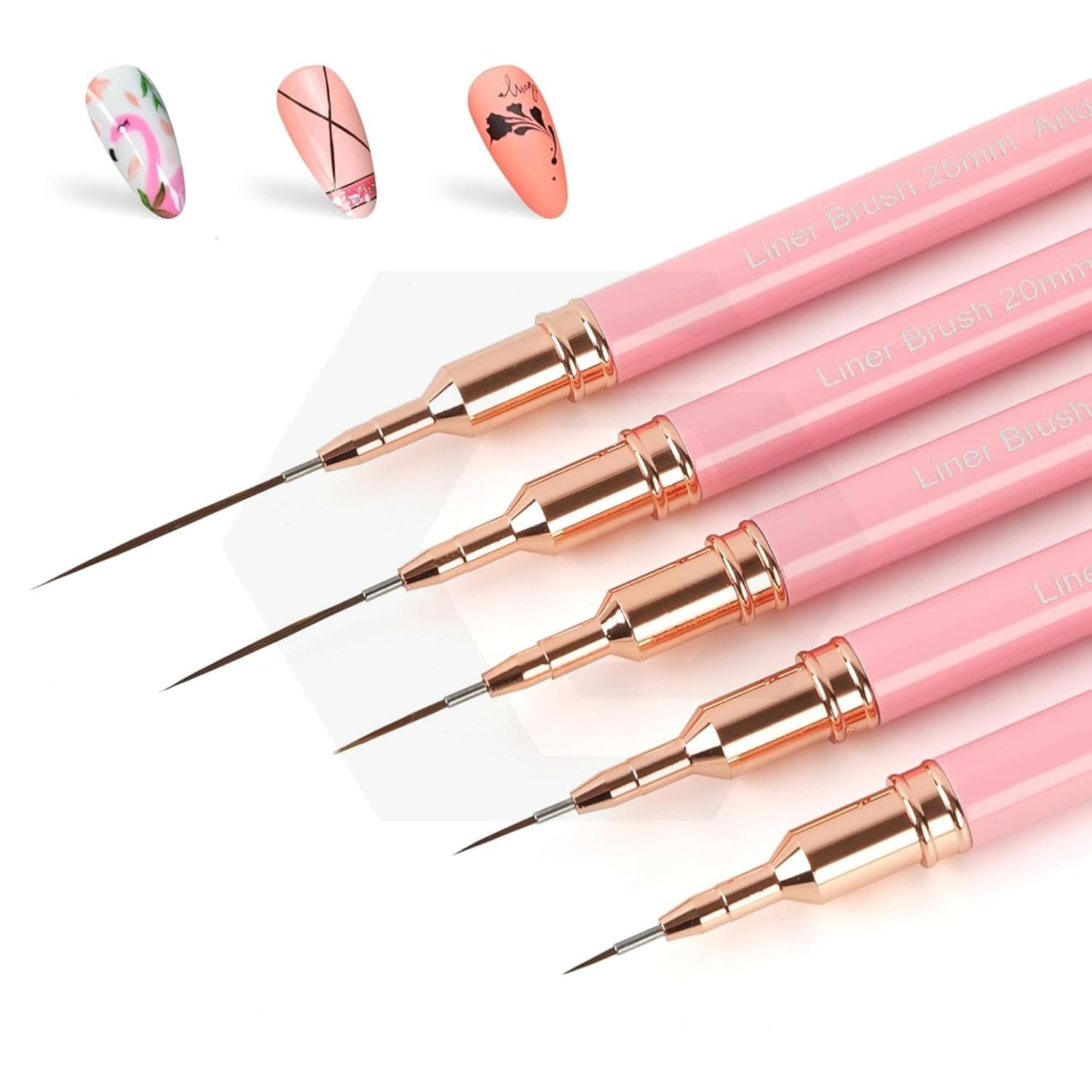 Bluedeal 5 Pcs Nail Art Liner Brush Set for Gel Polish Design | Professional Nail Art Drawing Pens 5/7/9/11/20mm | Multicolor Nail Painting Brushes for DIY Manicure, Salon & Acrylic Nail Art-image-8