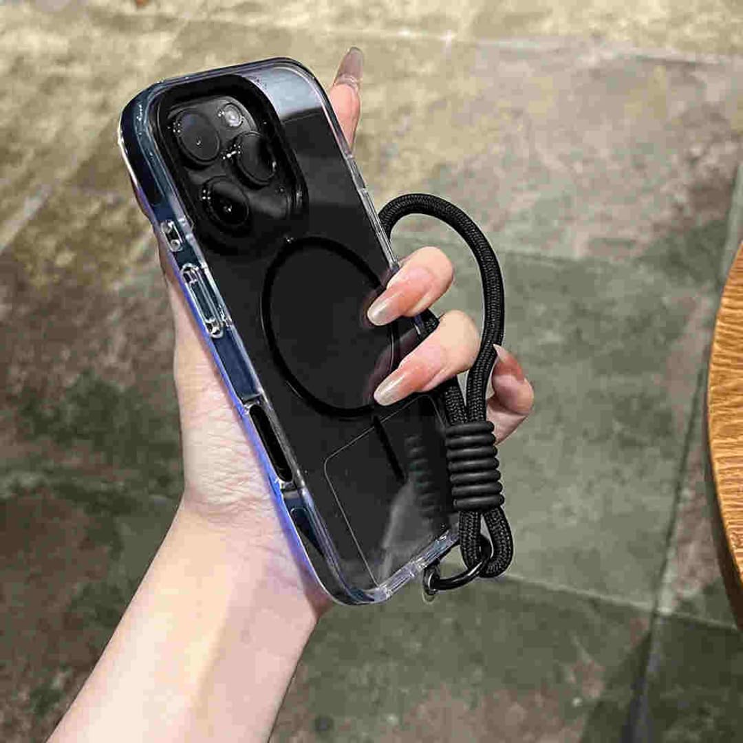 Coque magnetique antichoc iPhone 16 Pro Transparente silicone et cordon - 8